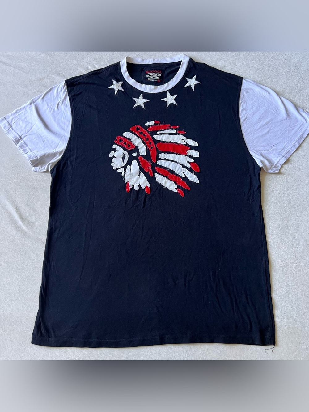 Graphic Native American Headdress Winchester Short Sleeve Tee - Black/White/Red